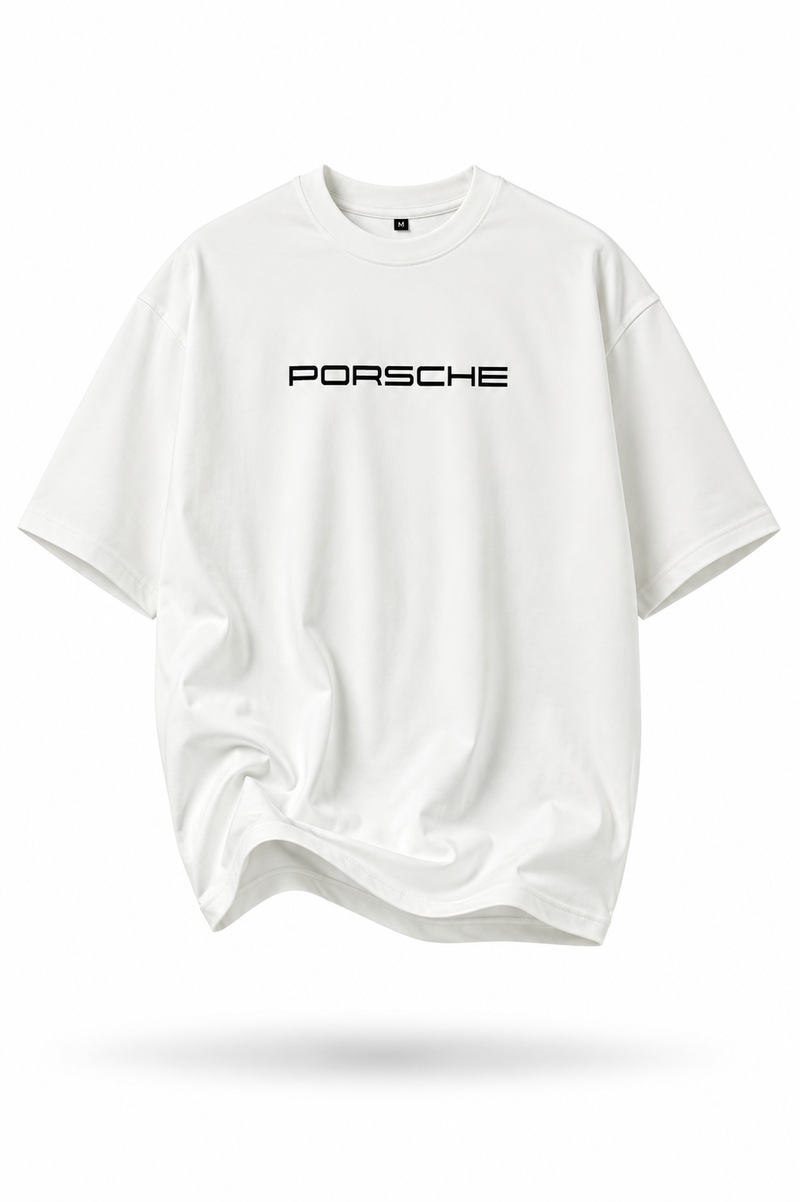 White Premium Oversized Porsche 911 GT3 RS Graphic T-Shirt
