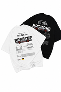 Premium Oversized Porsche 911 GT3 RS Graphic T-Shirt Combo (Black & White)